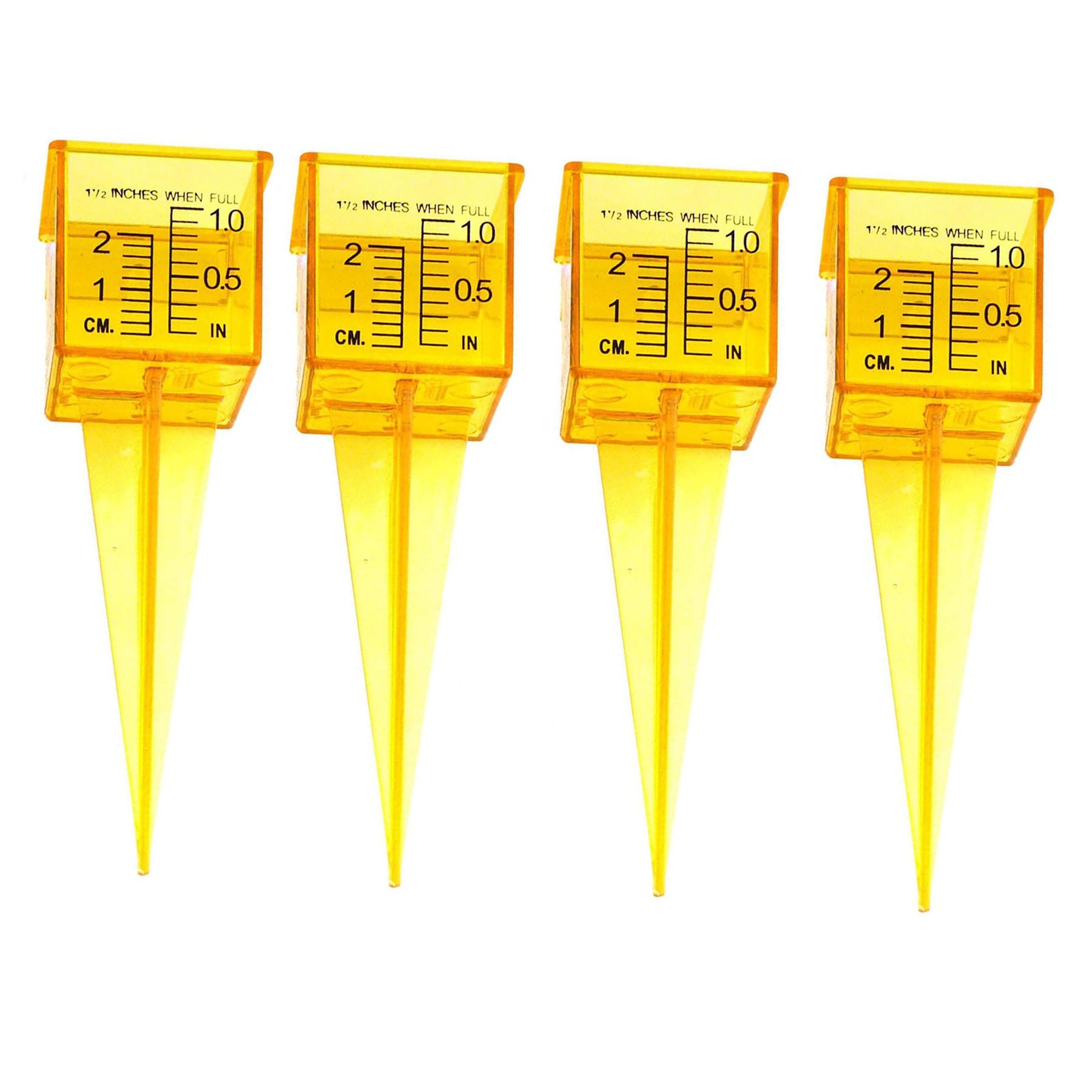Mollensiuer rain gauge yellow wide-mouth for quick outdoor rainfall measurement.