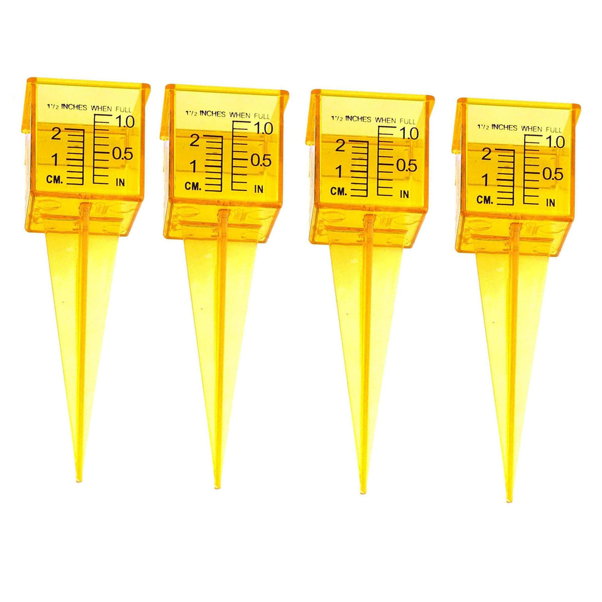 Mollensiuer rain gauge yellow wide-mouth for quick outdoor rainfall measurement.