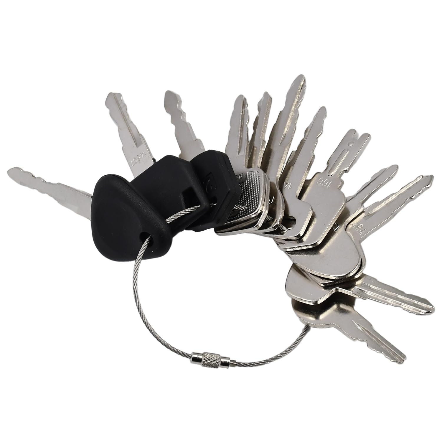 Molloparts universal forklift ignition key set collection, versatile for various brands.
