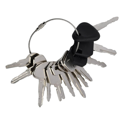 Molloparts universal forklift ignition key set in hand, ready for quick cross-brand compatibility.