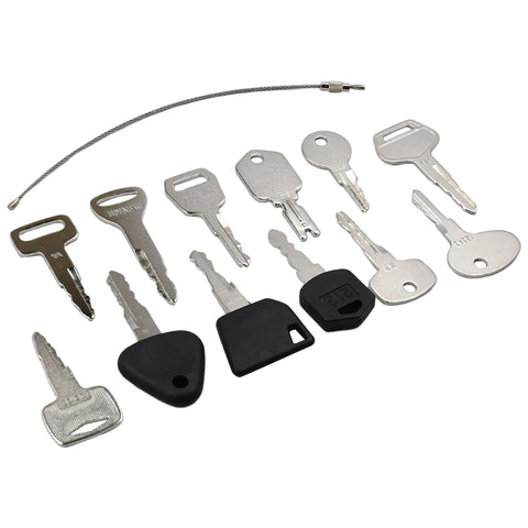 Molloparts universal forklift ignition key set with labels, easy identification for quick swaps.