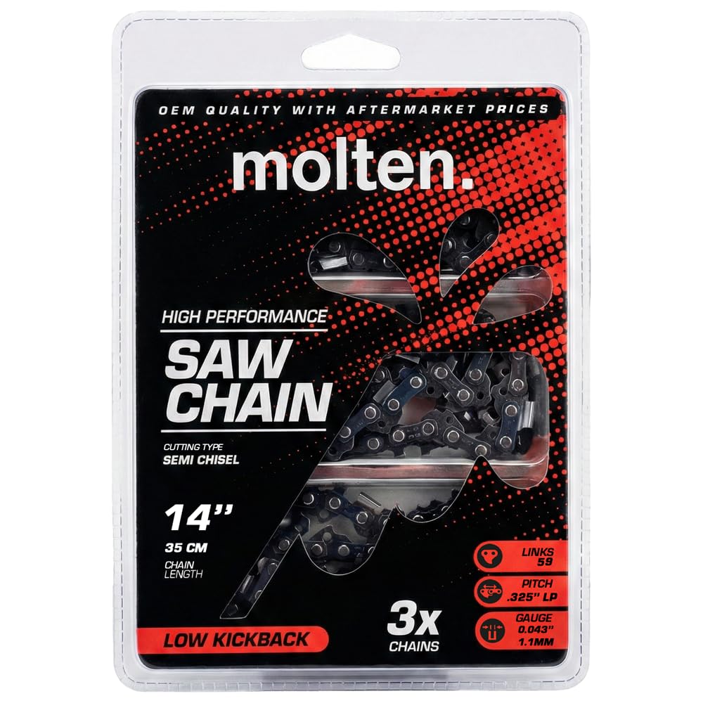 Molten Milwaukee 14in top-handle chain 3-pack packaged for fast changes and reduced downtime.