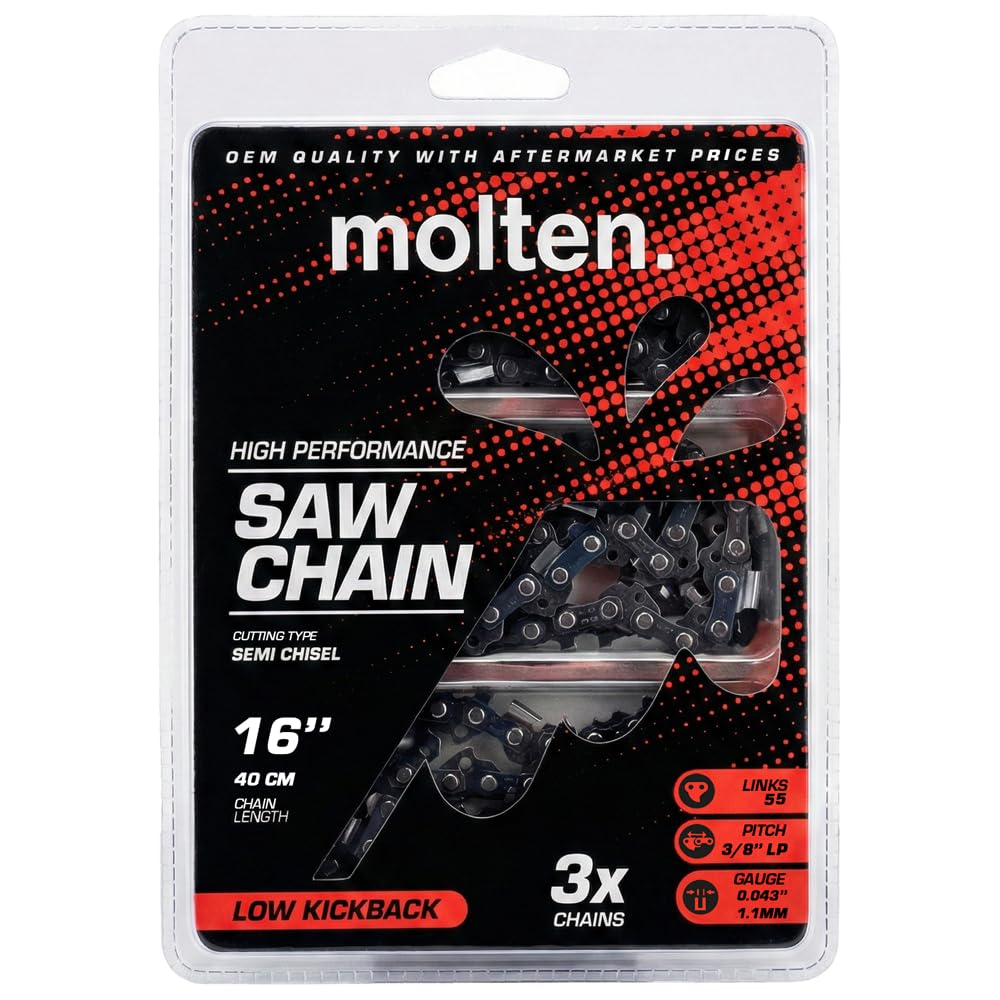 Molten 16-inch Stihl MS170 chain in a 3-pack for quick replacement.