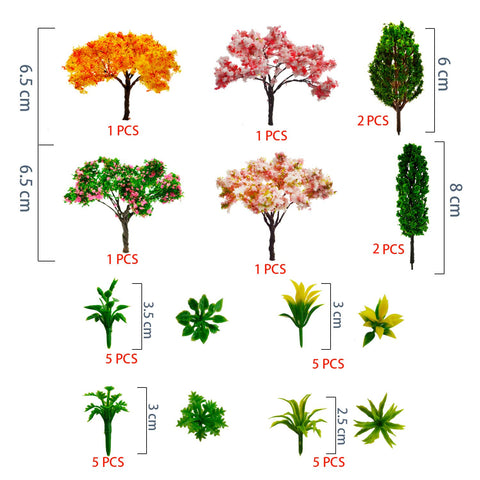 MOMOONNON mixed-model trees 1-3 inch for tiny tabletop landscapes.