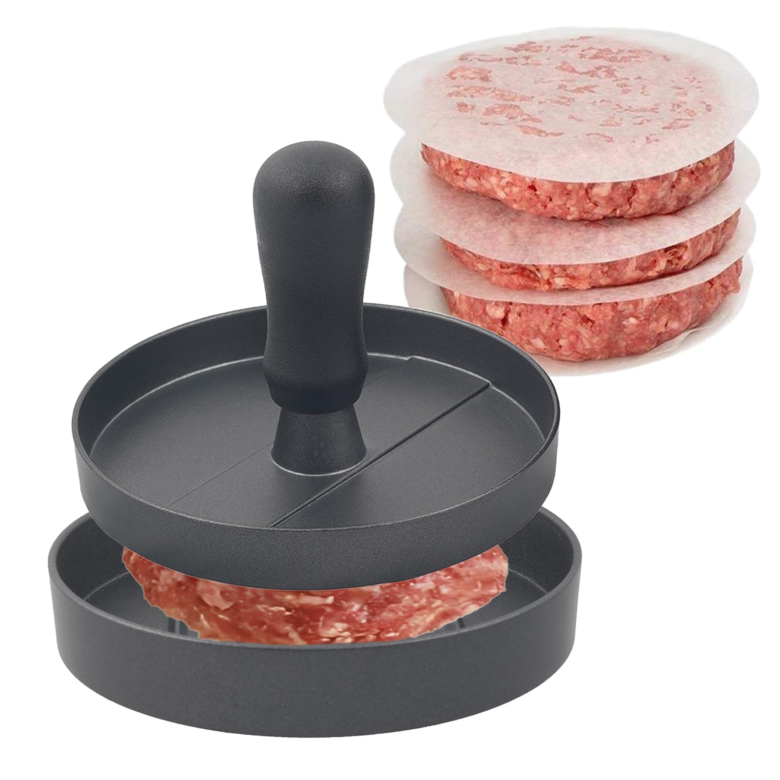 MoMoxi burger press base plate for even patties with grooves