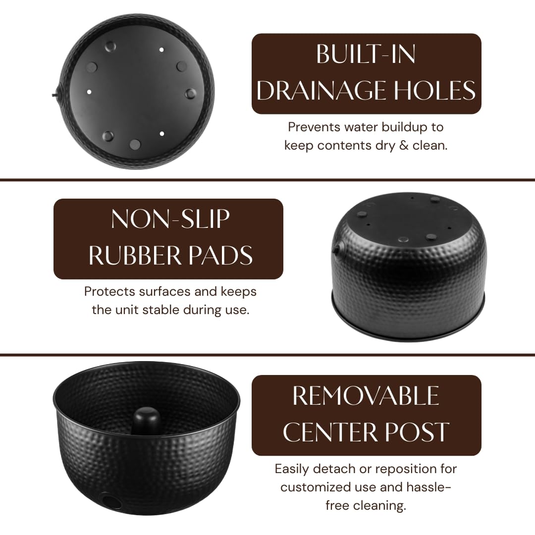 Monarch Abode drainage-hole with rubber plug prevents water buildup after use.