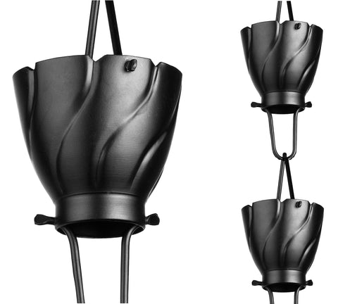 Monarch Rain Chains Akira Black 8.5 ft guides rain with a sleek gutter alternative.