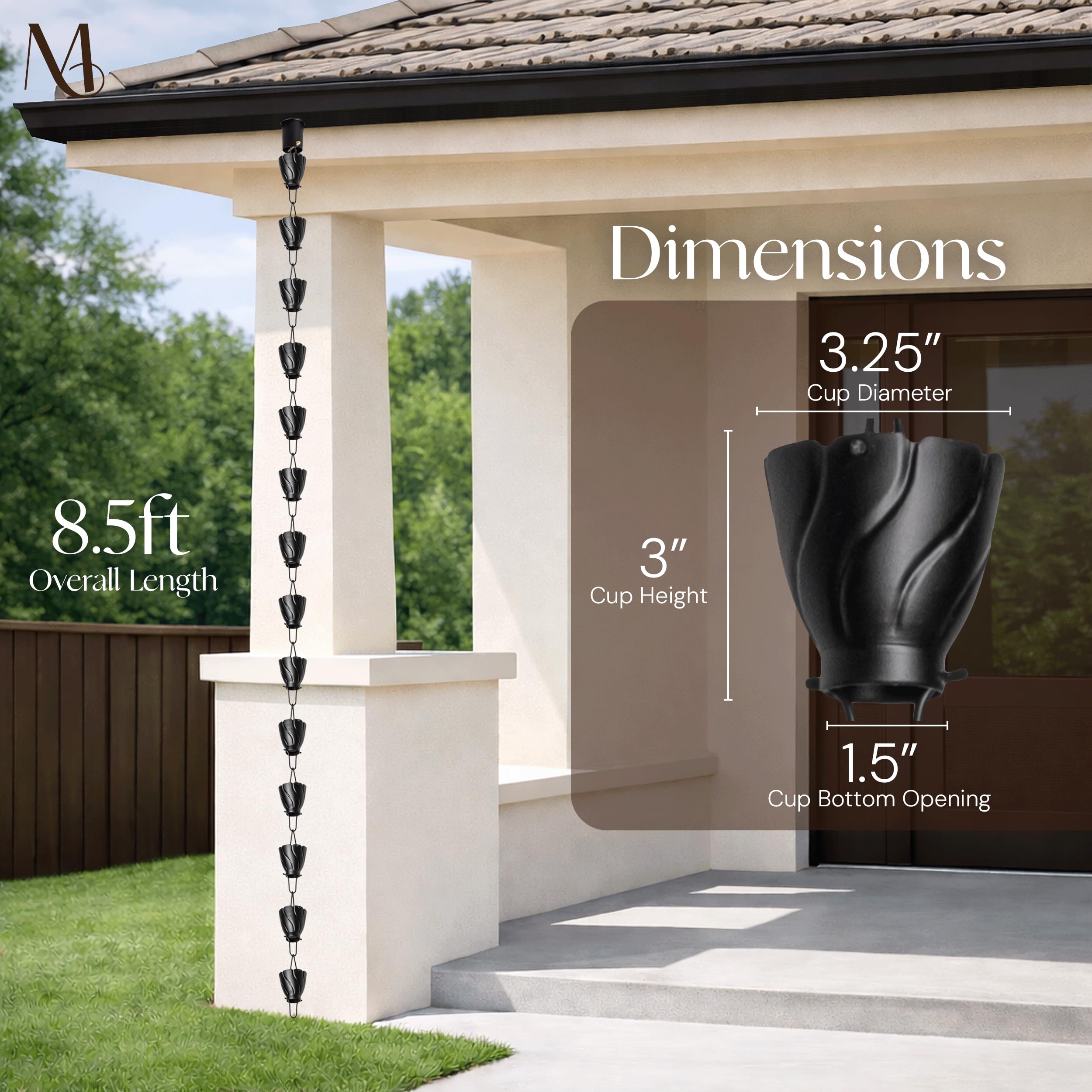 Monarch Akira Black expandable length lets you customize fit for different rooflines.