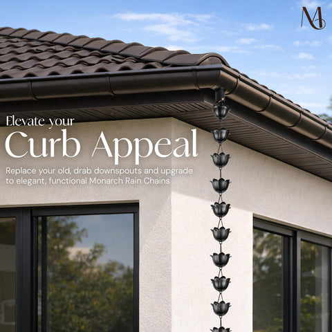 Monarch Rain Chains Aluminum withstands rust and weather for year-round use.
