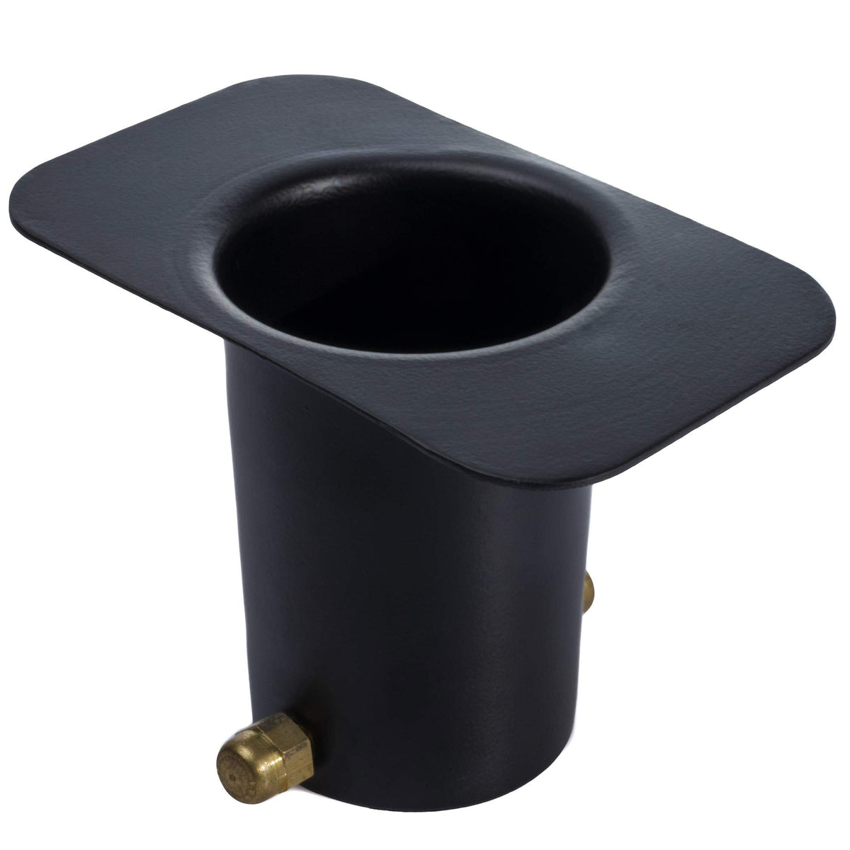 Monarch Rain Chains gutter adapter with brass bolt secures chain installation for heavy rainfall.