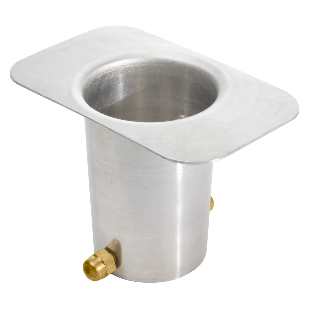 Monarch Rain Chains gutter adapter with brass bolt stabilizes chains for secure installation.