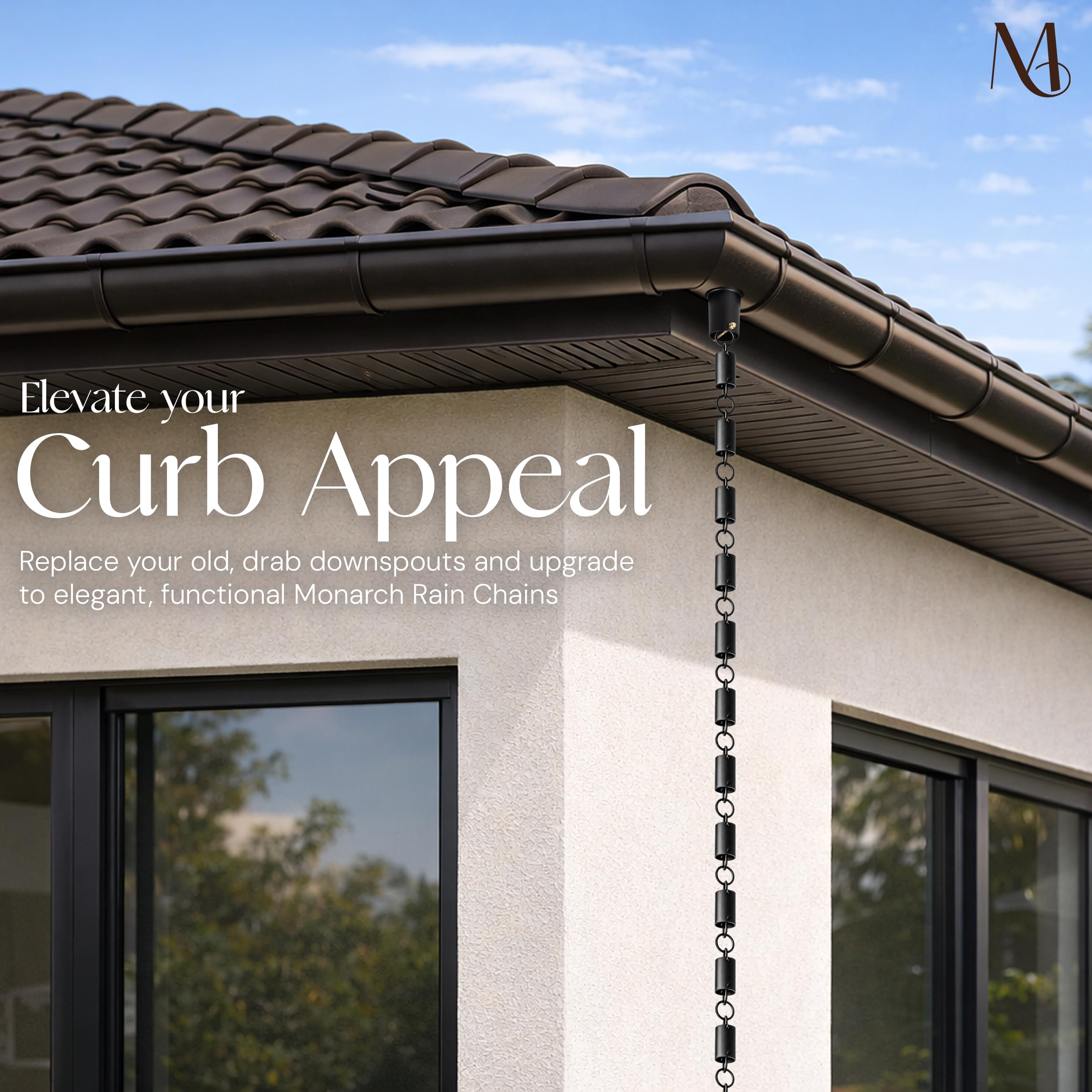 Monarch Rain Chains low maintenance outdoor decor blends function with style