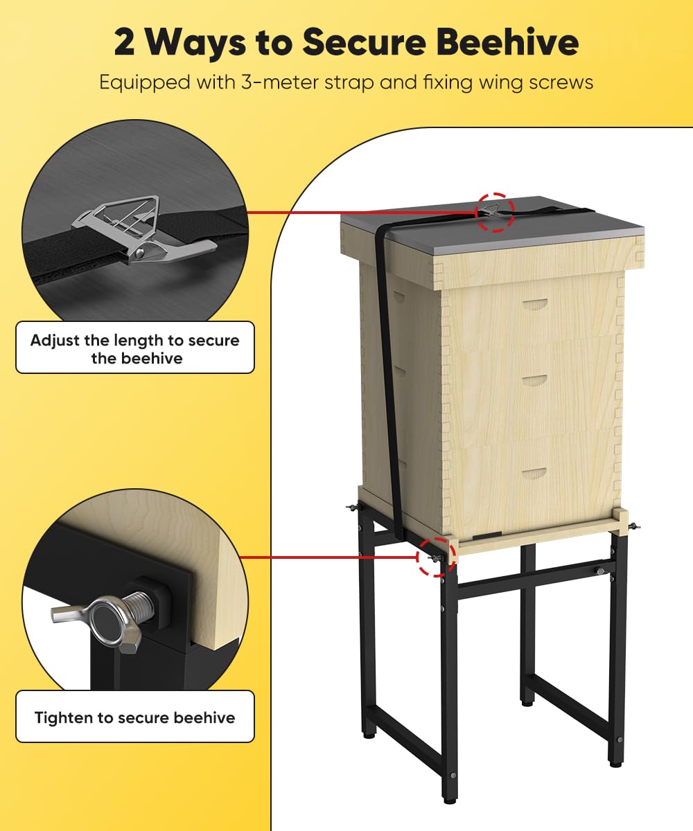 Mondazie adjustable 12-19 inch hive width for 8-10 frame hives compatibility.