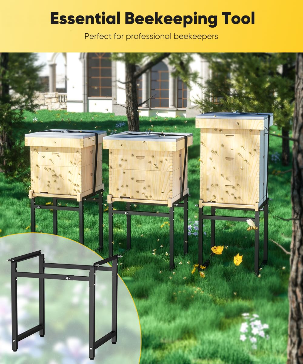 Mondazie all-weather stand resists rain and wind for longer hive stability.