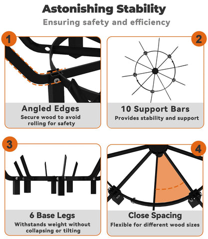 Mondazie powder-coated steel fire pit grate resists heat and discoloration