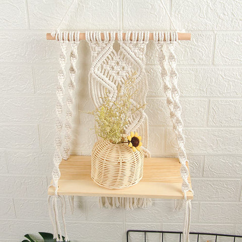 Mong wall-hanging shelf mounted on wall shows easy, non-marking installation.