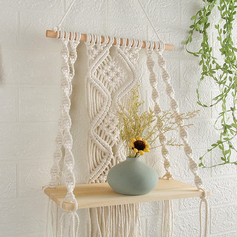 Mong boho rope shelf adds warm texture to living spaces.