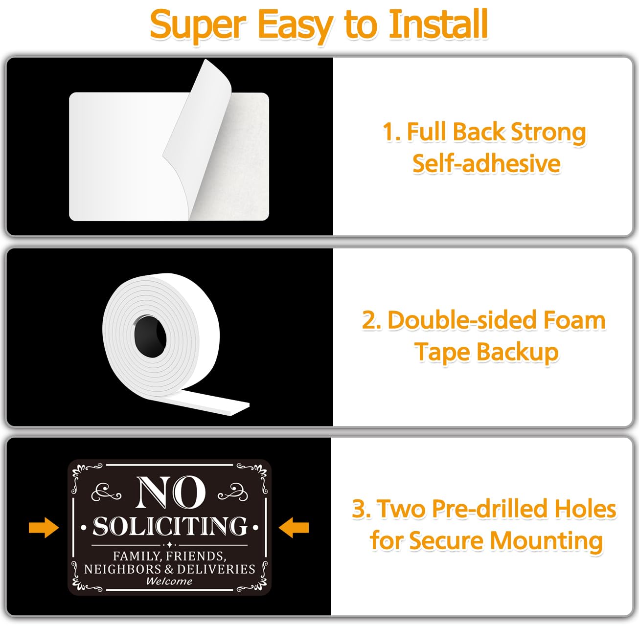 MongFun aluminum No Soliciting Sign with rust-proof finish for year-round use