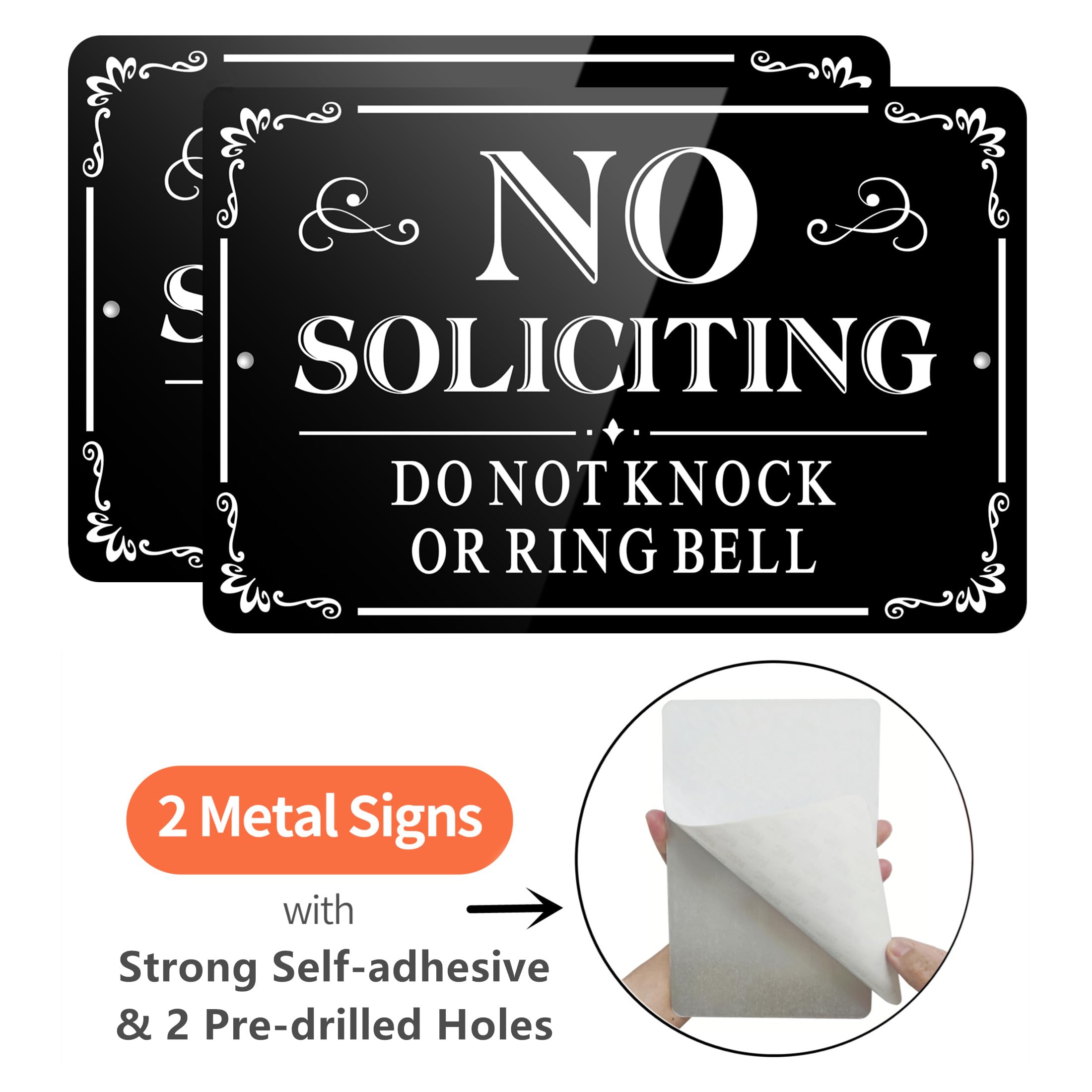 MongFun aluminum no soliciting sign highlighting durable, weatherproof design.