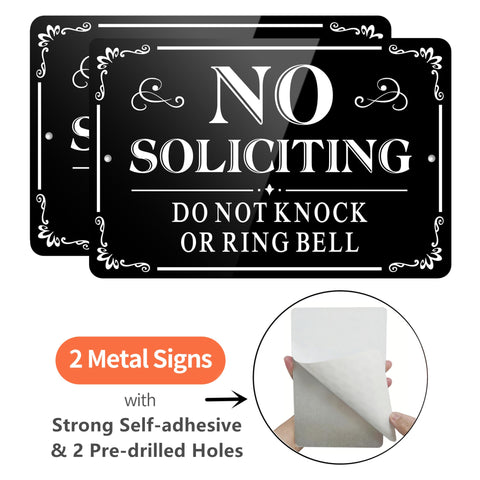 MongFun aluminum no soliciting sign highlighting durable, weatherproof design.