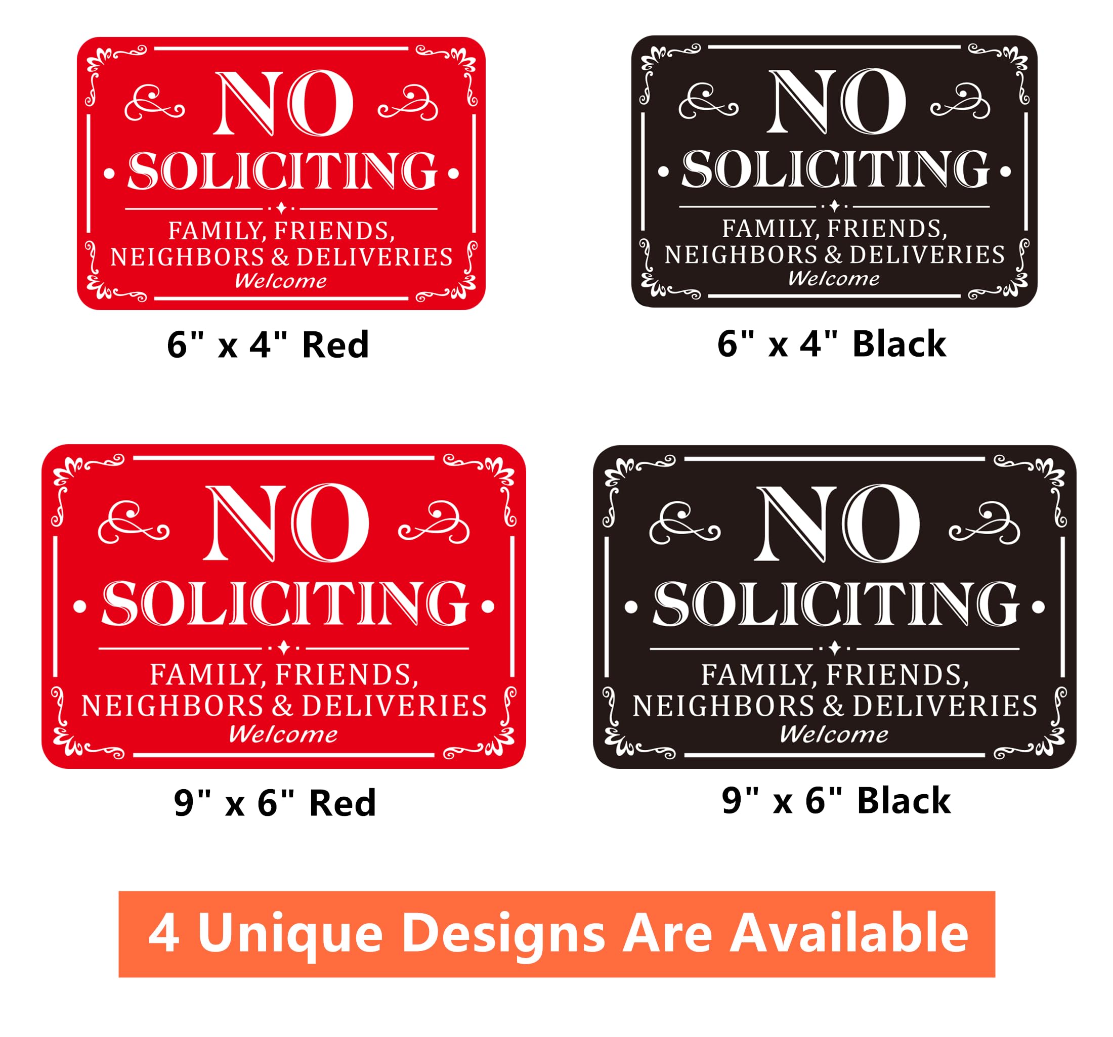 MongFun black and white No Soliciting Sign, two-pack for multiple entry points