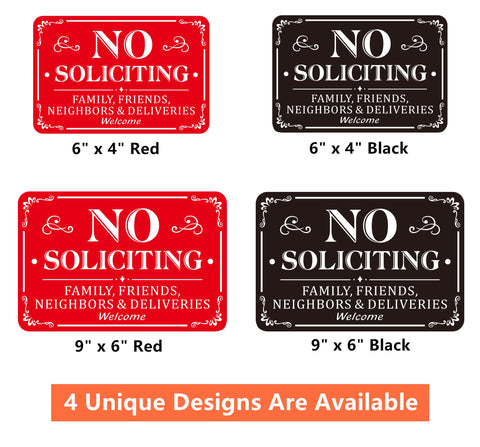 MongFun black and white No Soliciting Sign, two-pack for multiple entry points
