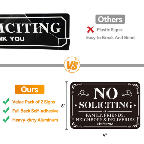 MongFun durable metal No Soliciting Sign, suitable for indoor and outdoor spaces