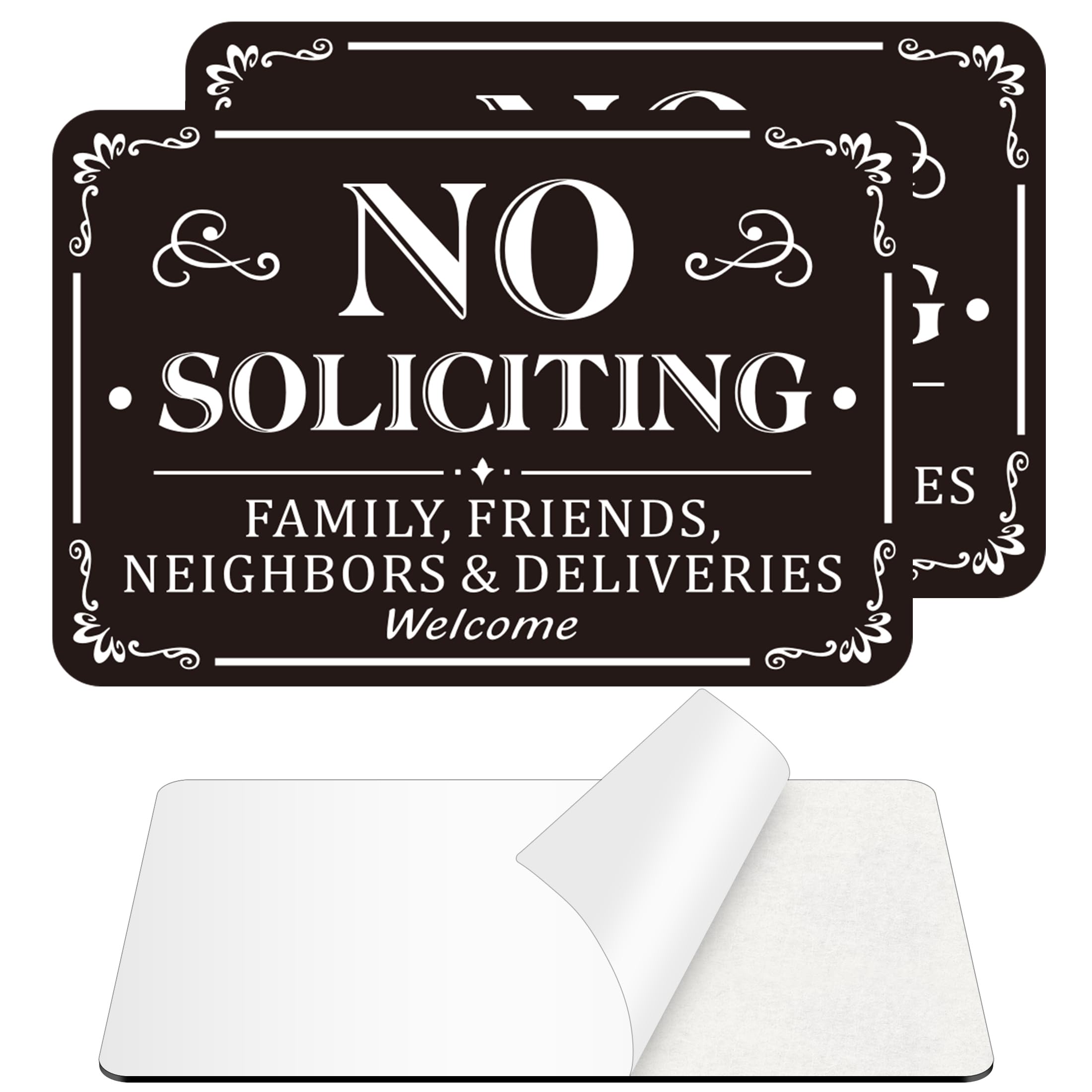 MongFun No Soliciting Sign for front door 2-pack, weather resistant aluminum for outdoor use