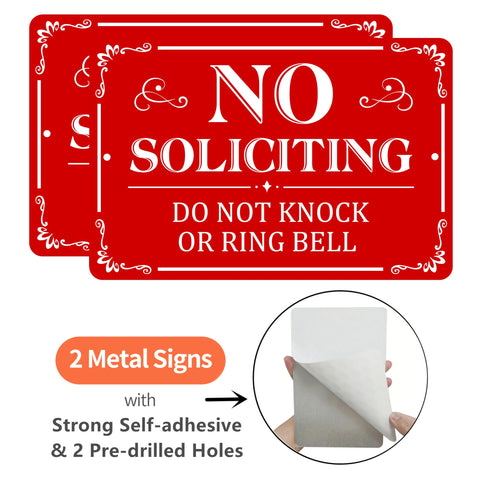 MongFun no soliciting sign for yard use with bold red and white contrast.