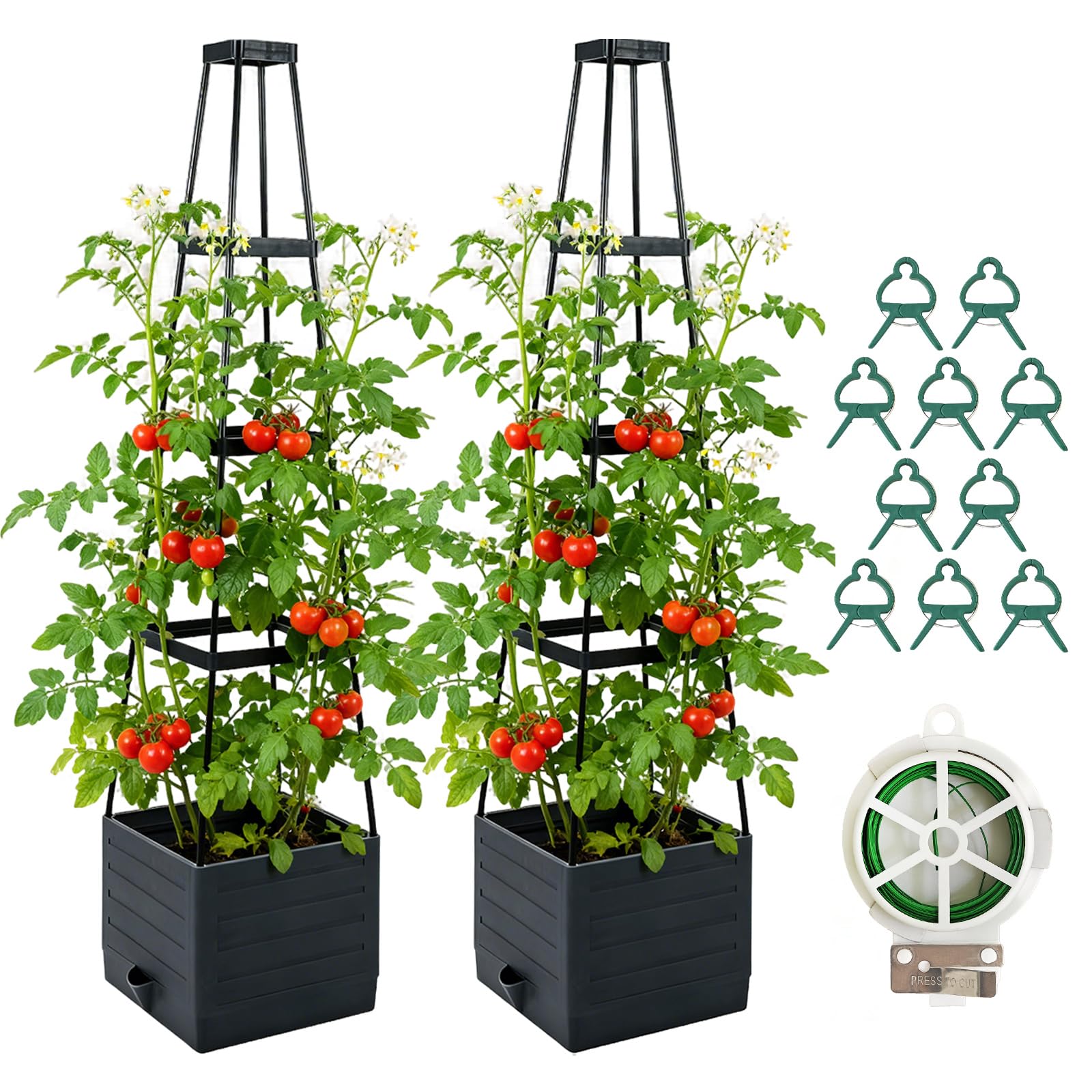 Monirsen 2-pack raised garden bed with trellis supports vertical gardening on patios.