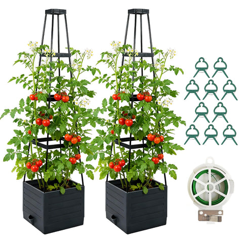 Monirsen 2-pack raised garden bed with trellis supports vertical gardening on patios.