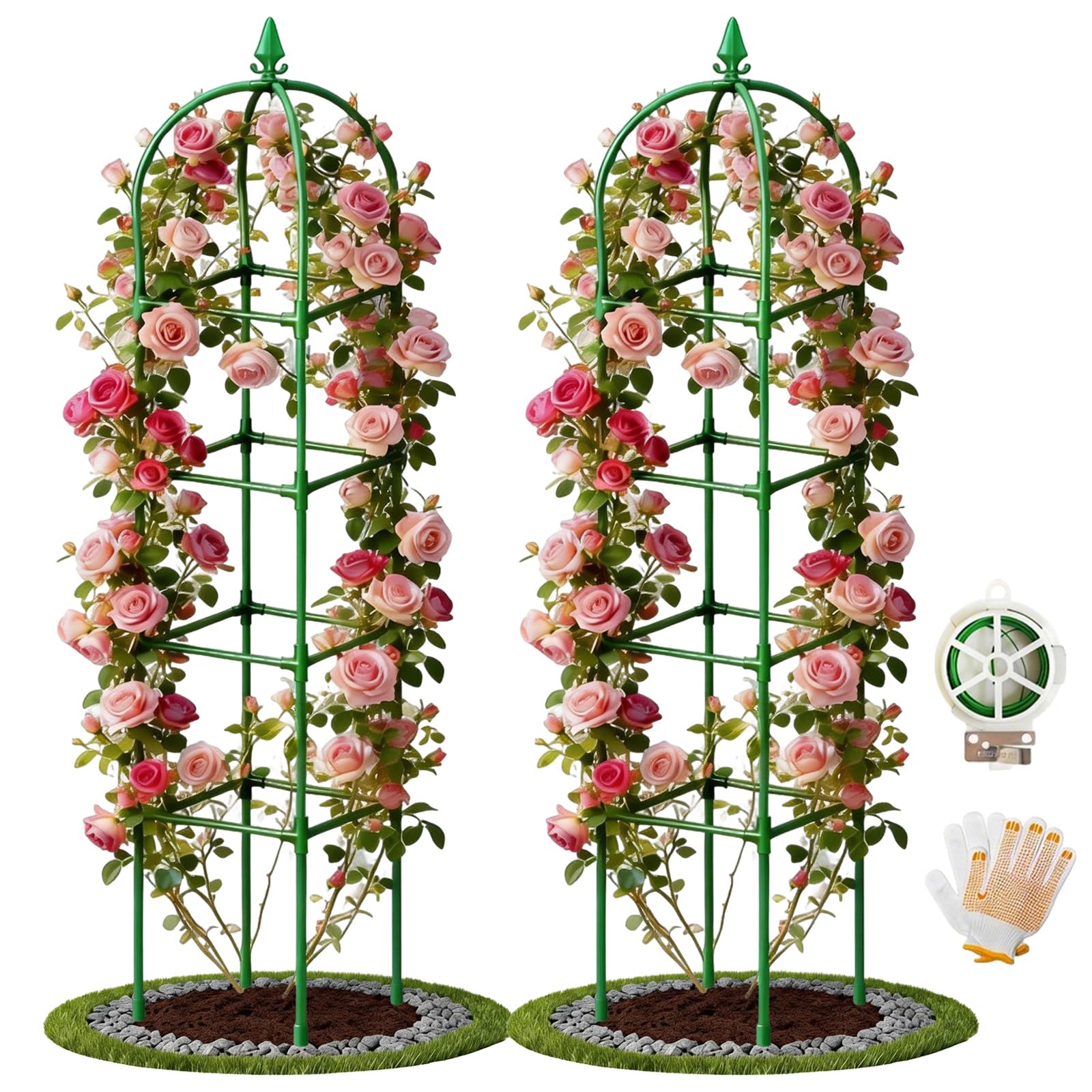 Monirsen garden obelisk trellis 72in provides vertical growth support for climbing plants.