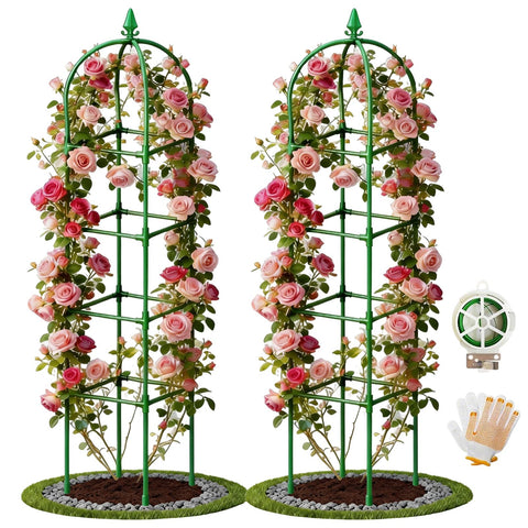 Monirsen garden obelisk trellis 72in provides vertical growth support for climbing plants.