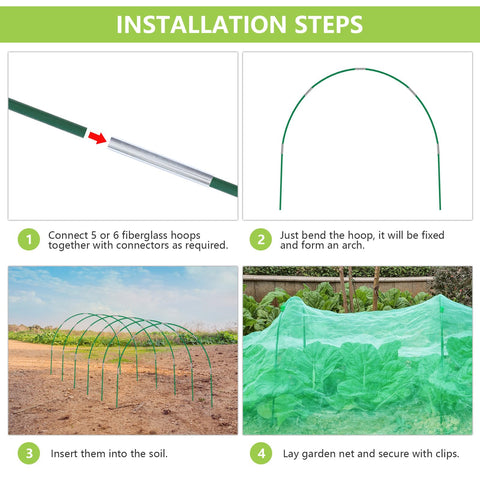 Monirsen raised-bed netting setup demonstrates easy assembly for flexible protection.