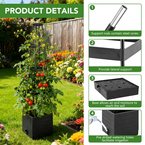 Monirsen self-watering planter keeps tomato roots evenly moist for healthier growth.