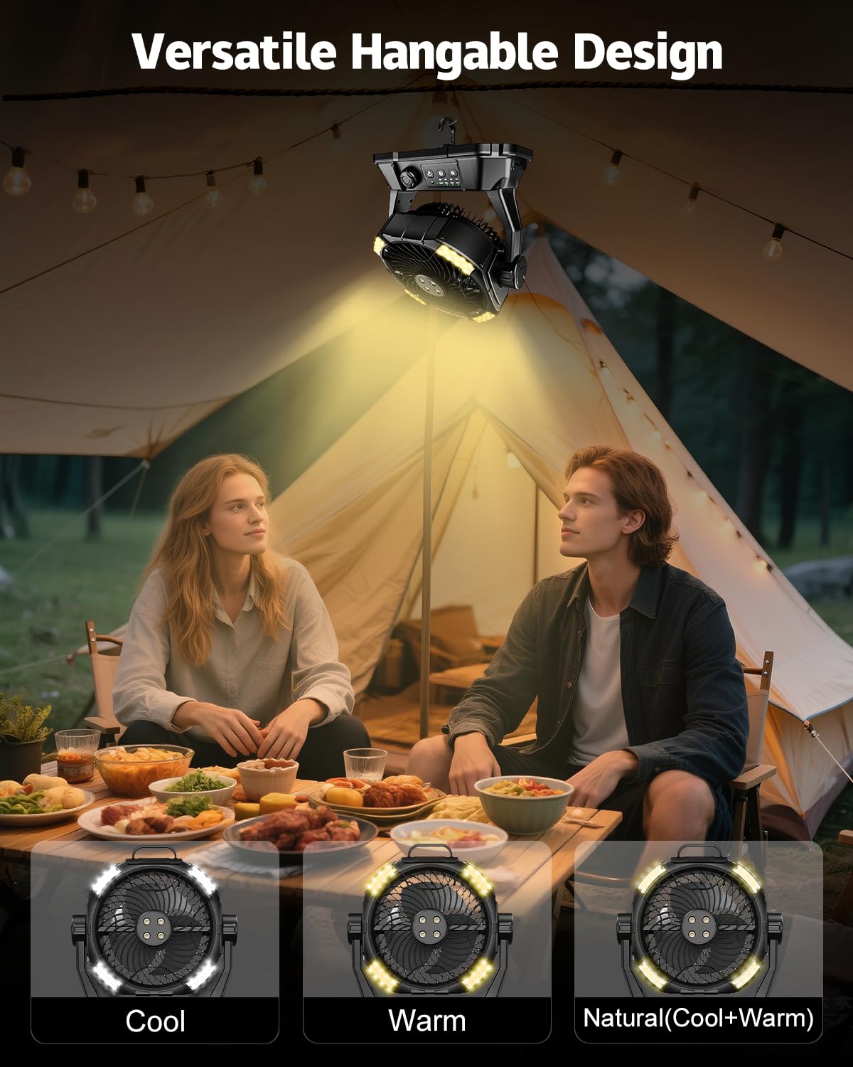 MONISEN misting fan with 3 light modes for ambiance