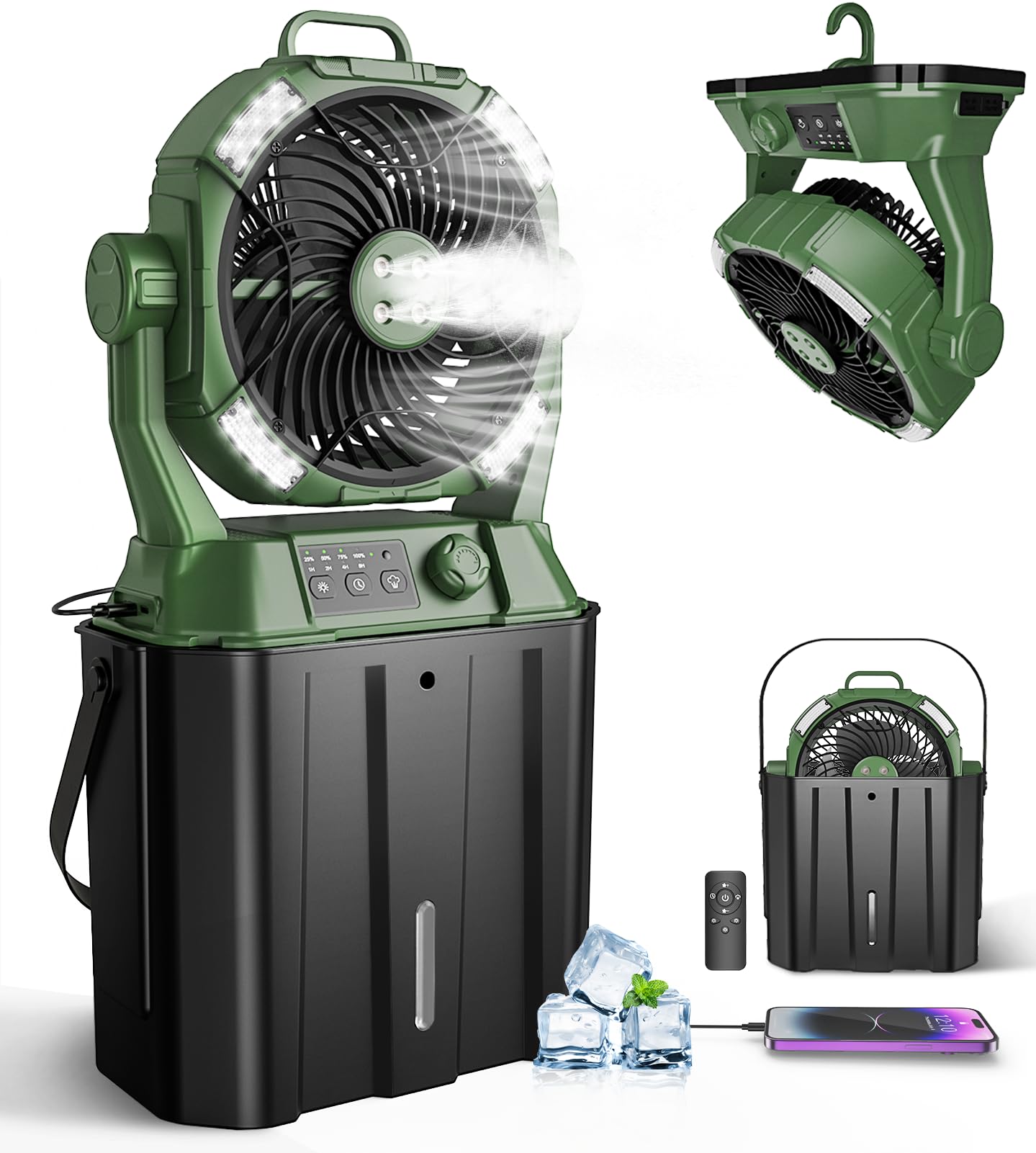 Monisen misting fan on outdoor patio provides refreshing cooling for sunny gatherings.