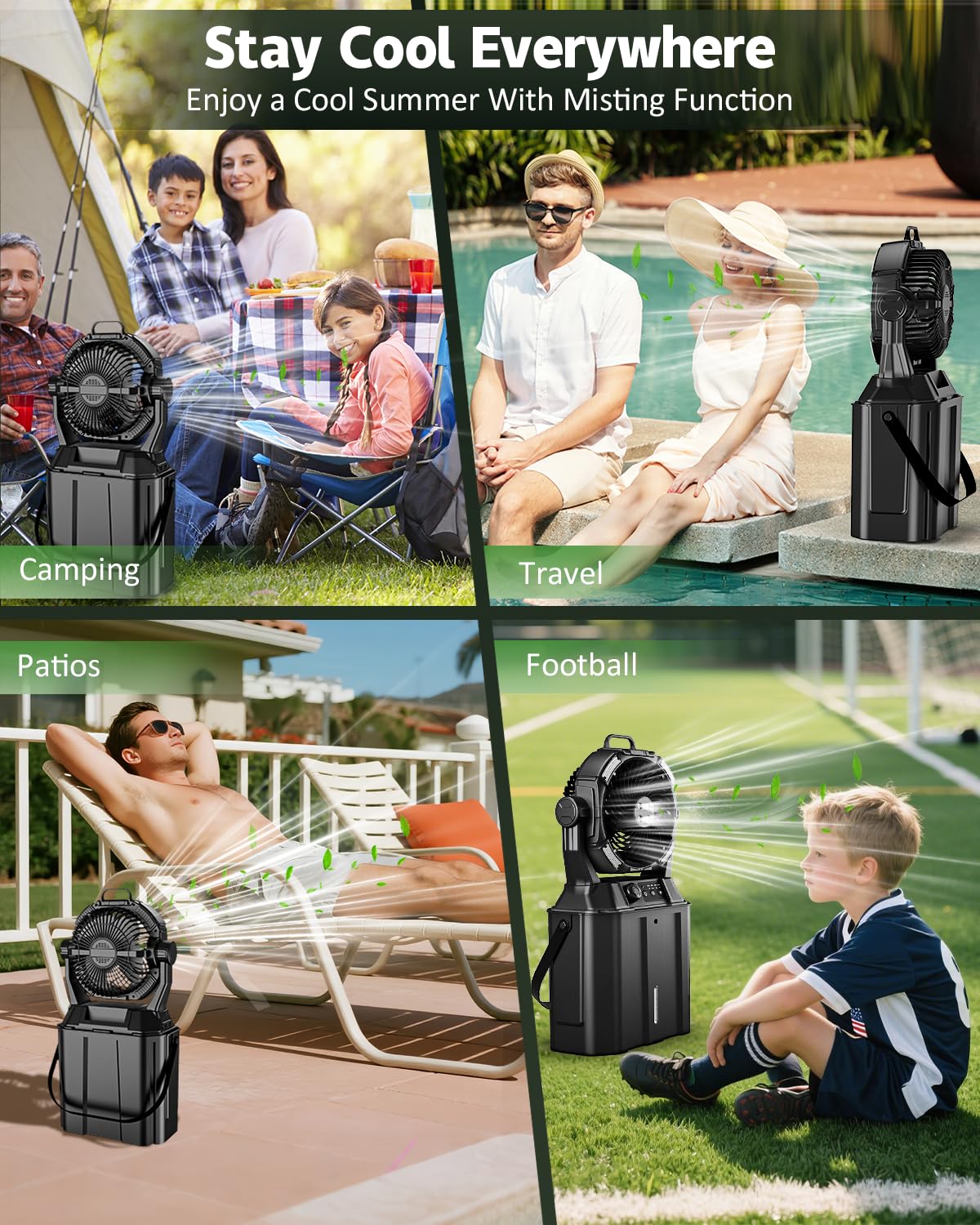 MONISEN misting fan water tank highlights 6L capacity for long misting