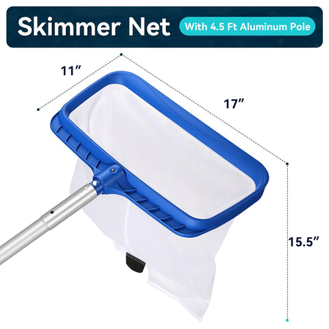 Monitok pool skimmer net deep bag 15.5 inches holds more debris per scoop.