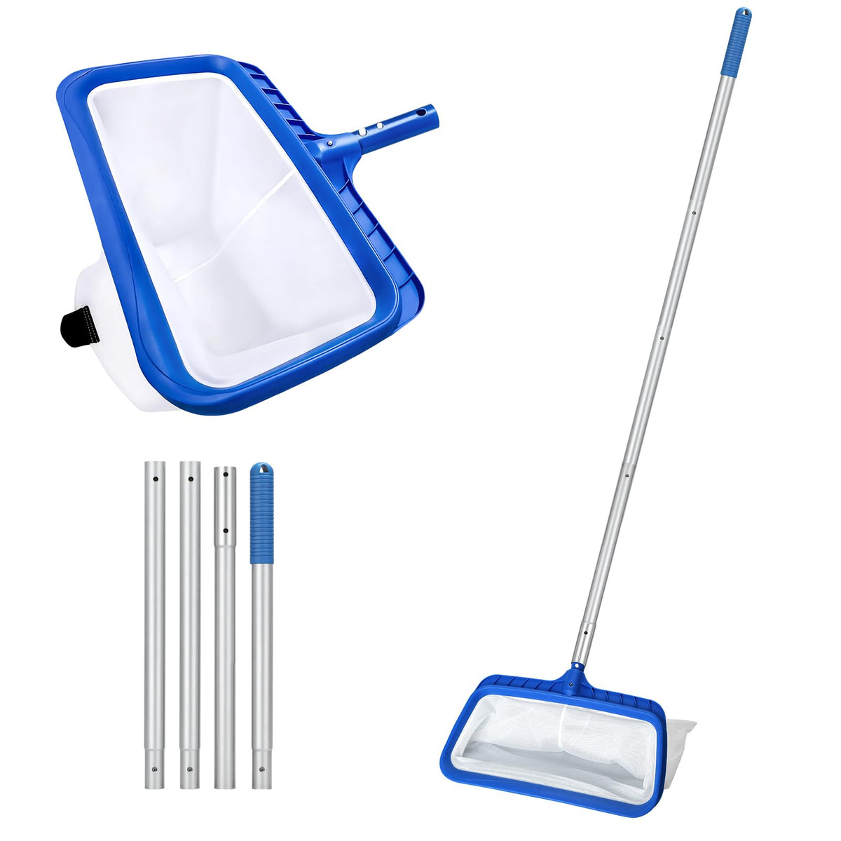 Monitok pool skimmer net opening 17 by 11 inches captures large leaves quickly.