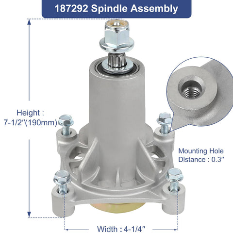 MONKEMON 192870 mower spindle showing universal fit for 42–54 inch decks