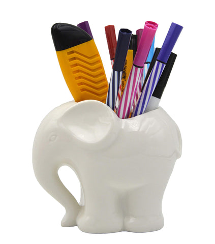 MONMOB elephant pencil holder in white, ideal desk organizer and plant pot.