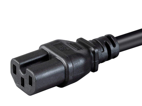 IEC 60320 C15 connector on the Monoprice cable for compatible equipment