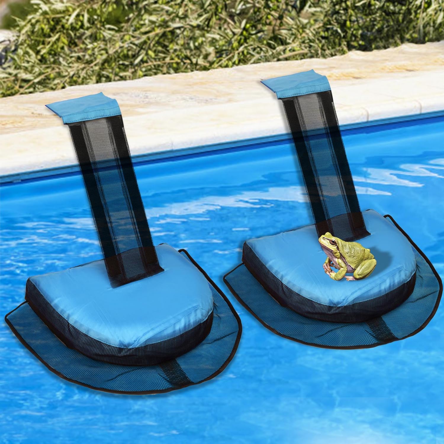 Monrocco frog saver landing pad beside pool for safe critter escape