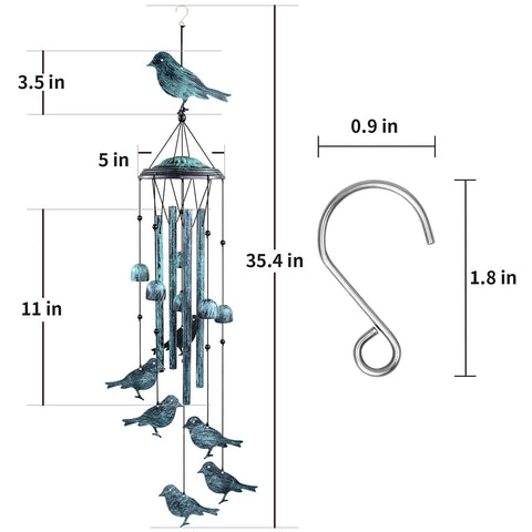 Monsiter QE Bird Wind Chimes close-up with bird motif details