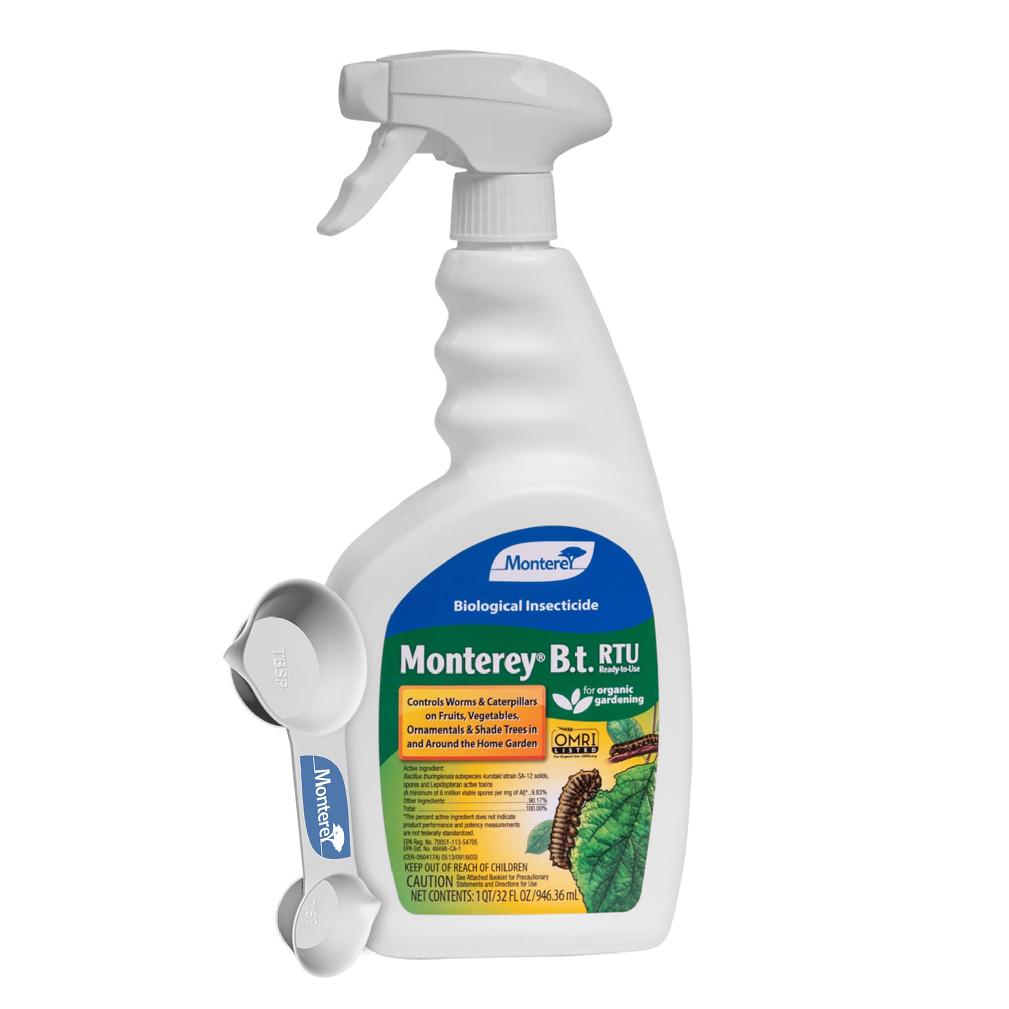 Monterey BT bundle with measuring spoon for precise caterpillar control on plants