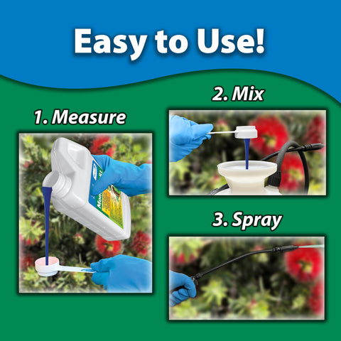 Spray bottle application shows even coverage on plant foliage.