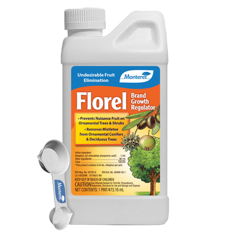 Monterey Florel fruit tree spray bottle for growth regulation and fruit prevention.