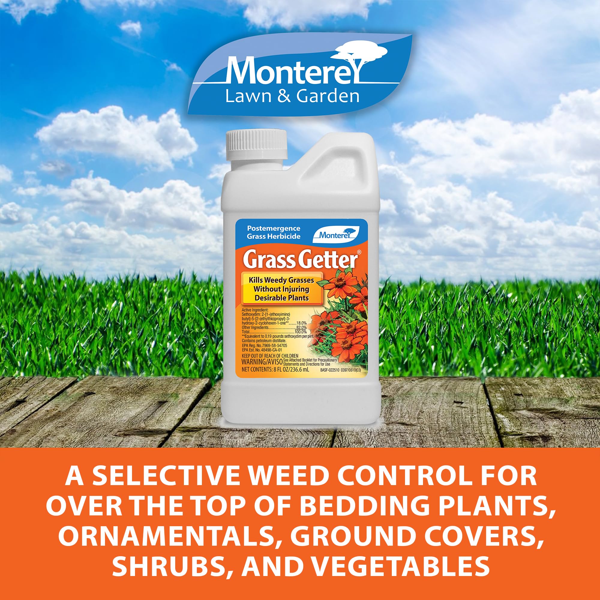 Monterey Grass Getter bundled with measuring spoon for accurate dosing.