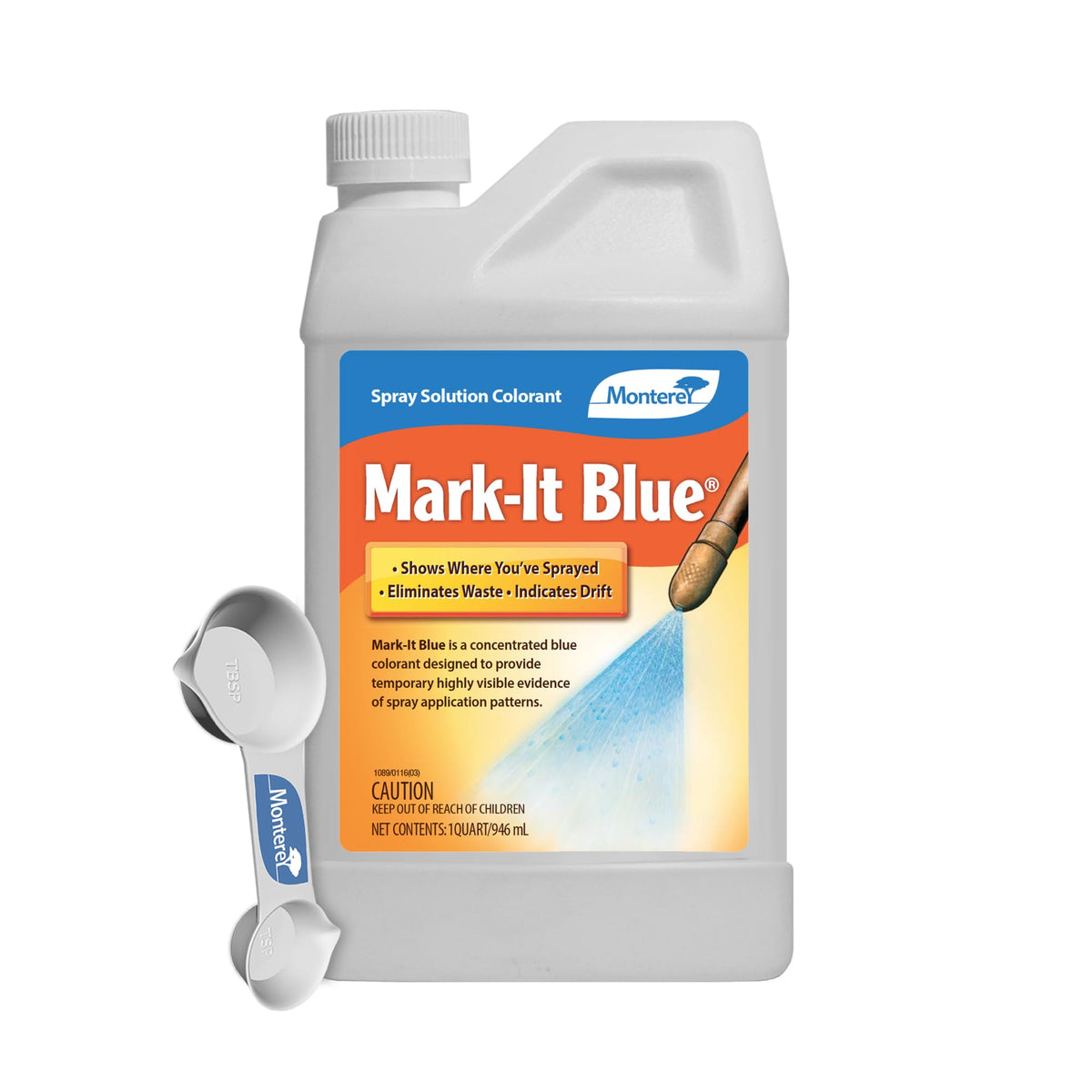 Monterey Mark-It Blue bottle front view showing spray colorant for clear tracking.
